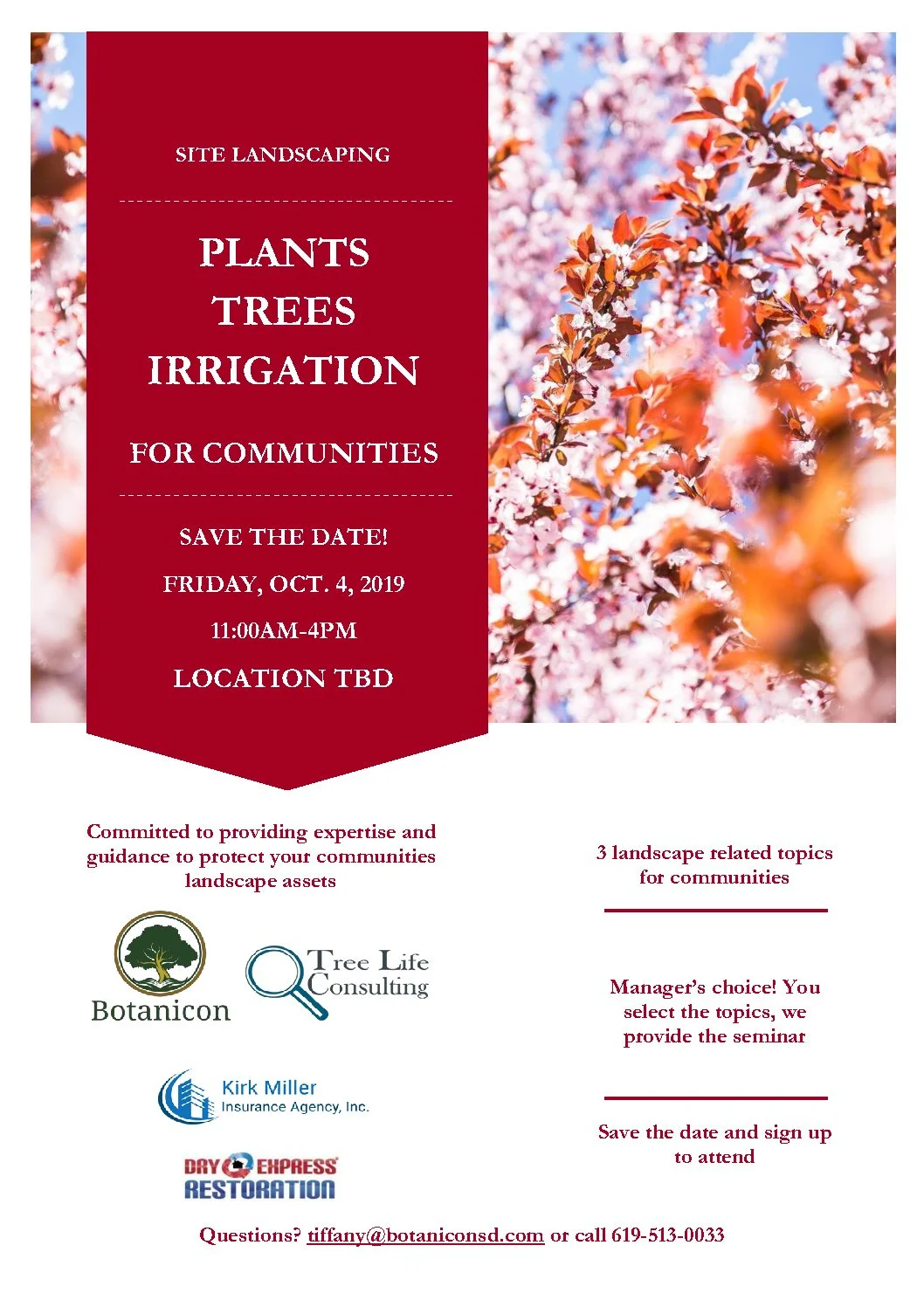 Landscape Seminar October 4, 2019 for Property Managers, Board Members, Developer and Municipal Land Managers
